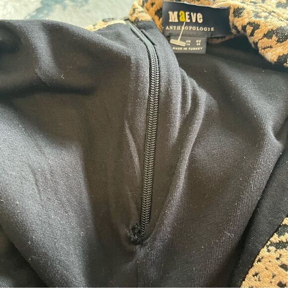 Anthropologie Maeve Knit Cut-Out Bow Tie Leopard Animal Print Dress Size 6 - Picture 8 of 9